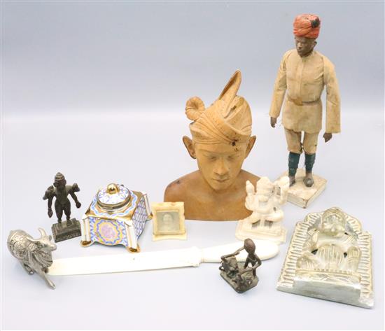 Group Indian and African ivory, bronze etc. artefacts